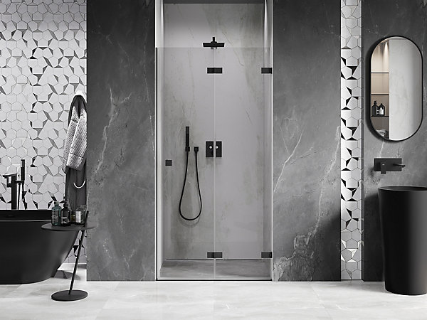 Mexen Lunar-F porte de douche pliante droite 65 cm, transparentes, noires - 836-065-000-70-00-P