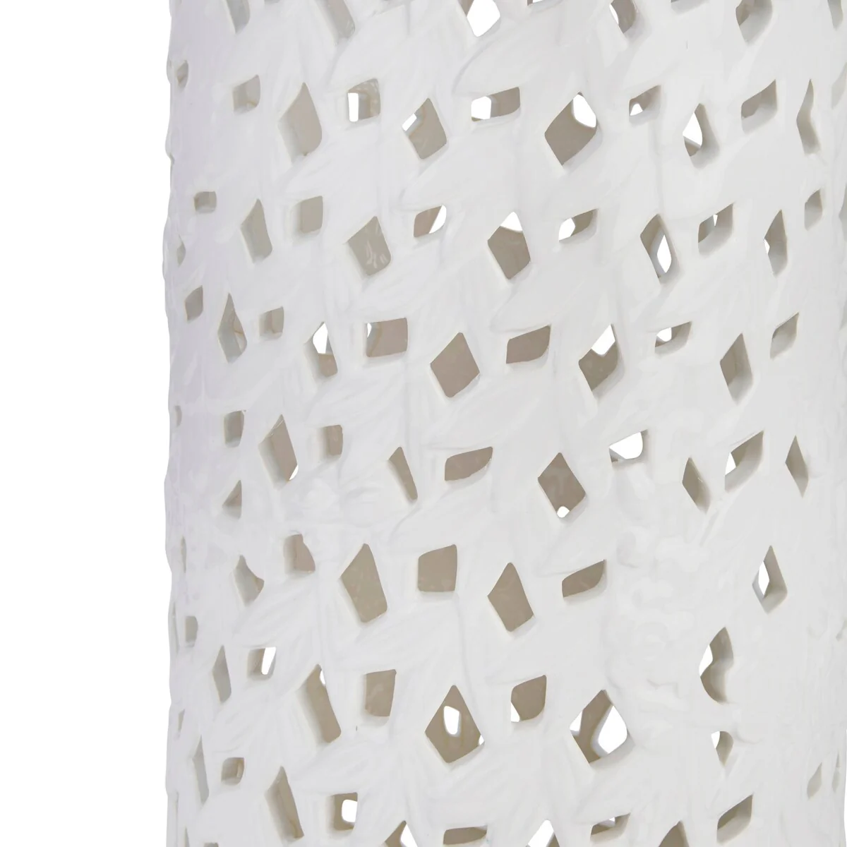 Ec, Pierced White Ceramicumbrella Stand 20.0H - 9.0 x 9.0 x 20.0