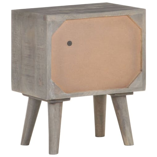 NNEVL Bedside Cabinet Grey 40x30x50 cm Solid Rough Mango Wood