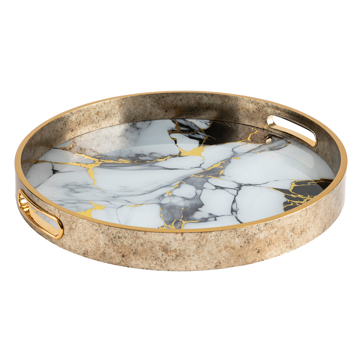 Set of 2 trays "Inaya" Gilt, D.31/35 cm