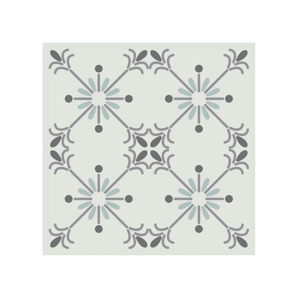 - 6 stickers à carreaux de ciment blanc gris et bleu 15x15cm