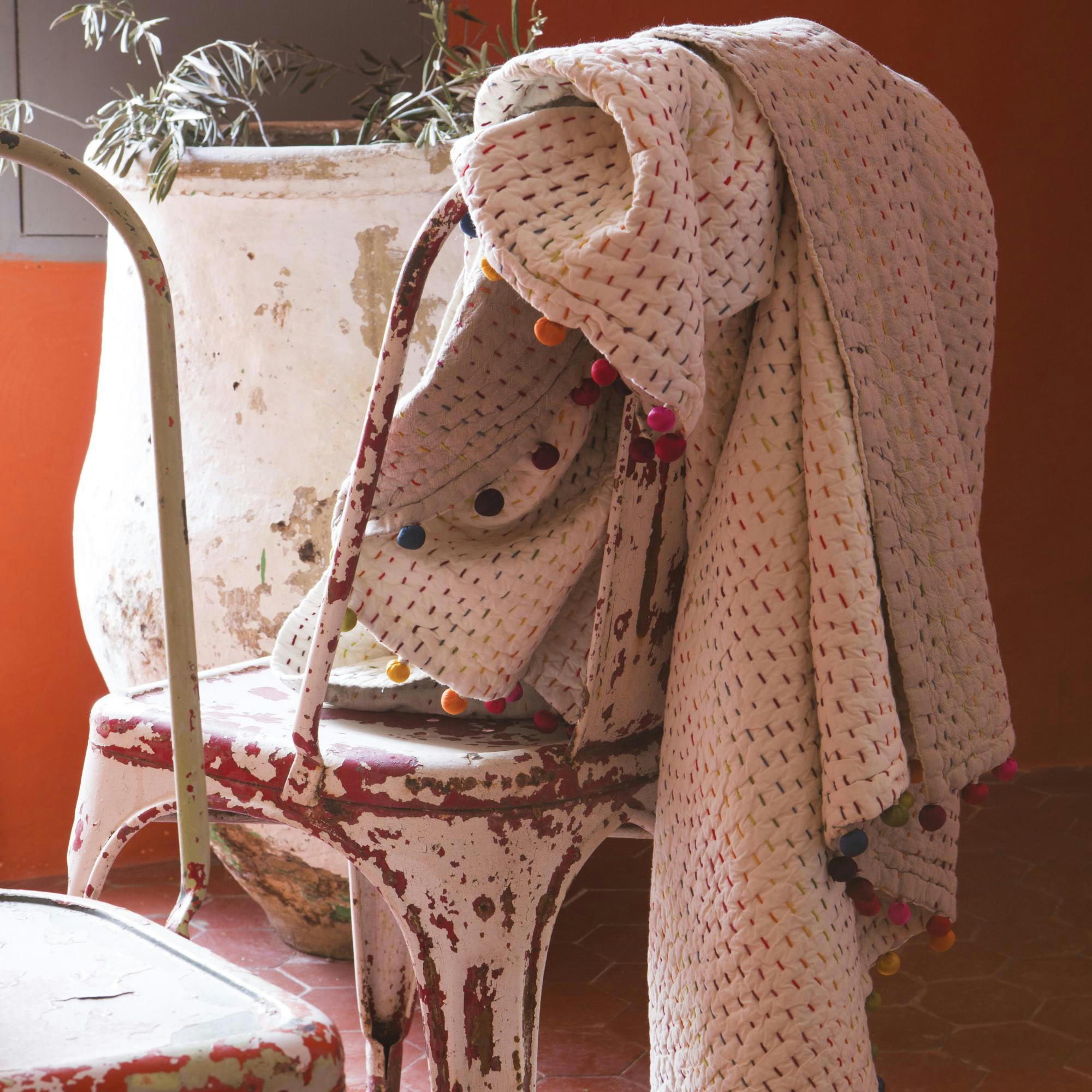 GASTOUNET - Courtepointe  en coton multico 180 x 180