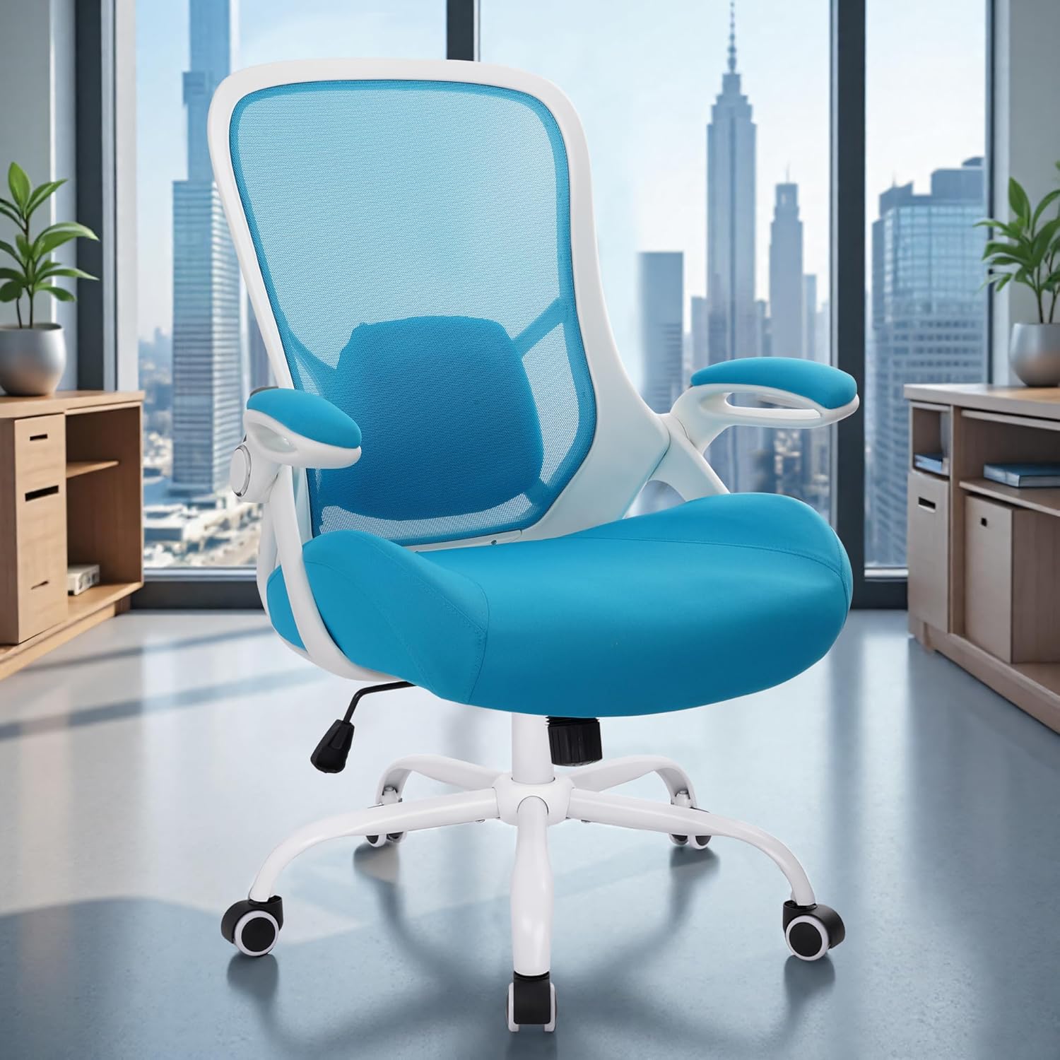 HYLONE 400lbs Heavy Duty Office Chair, 5 Thickened Seat Ergonomic Desk Chair with Adjustable Armrests, Home Office Computer Chairs for Long Hours Mesh Executive Chair(Blue)