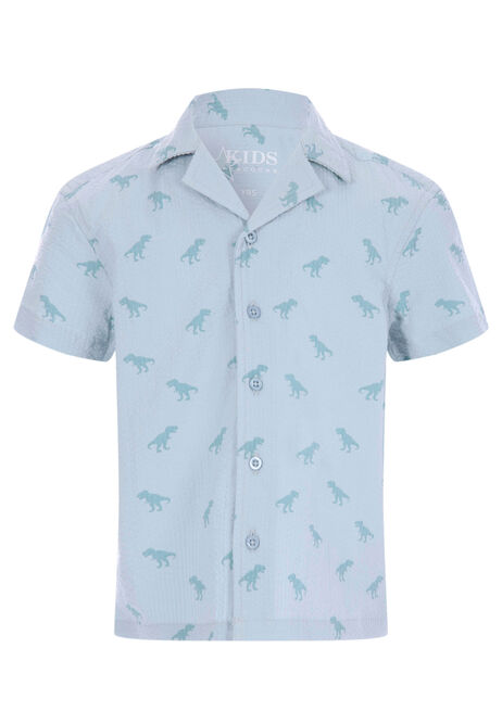Younger Boys Blue Cotton Dinosaur Shirt