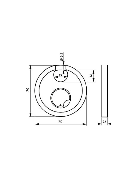 Cadenas à clé Astra, inox, intérieur, anse acier, 70mm, 3 clés - THIRARD