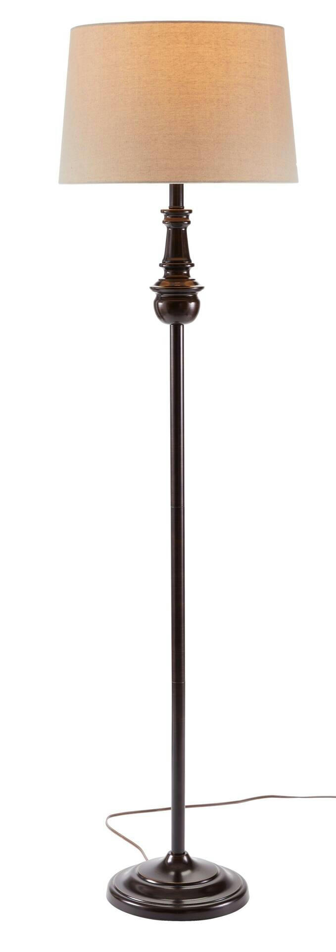 For Living Fabric Hardback Shade Floor & Table Lamp Set, Bronze, 3-pc