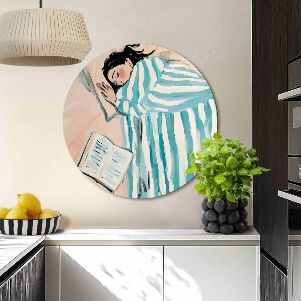 Glasschilderij Lees & Ontspan - &Oslash; 70 - Blauw