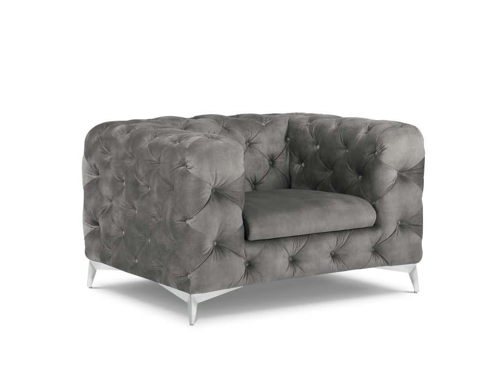 VIOLANE - Fauteuil en velours gris