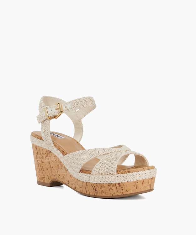 Kelulu Ecru - Braided Cork Wedge Sandals