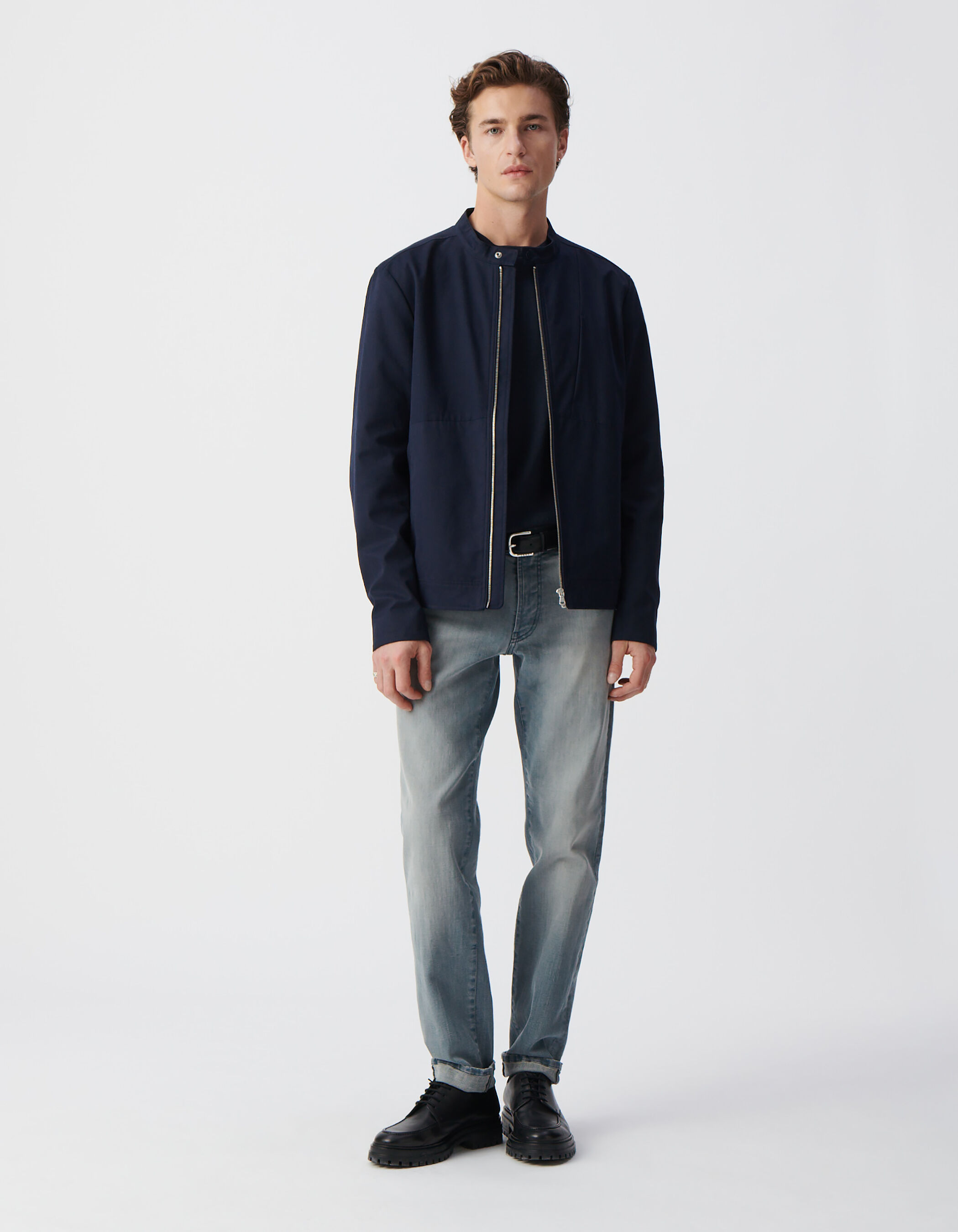 Blouson marine à col pressionné Homme