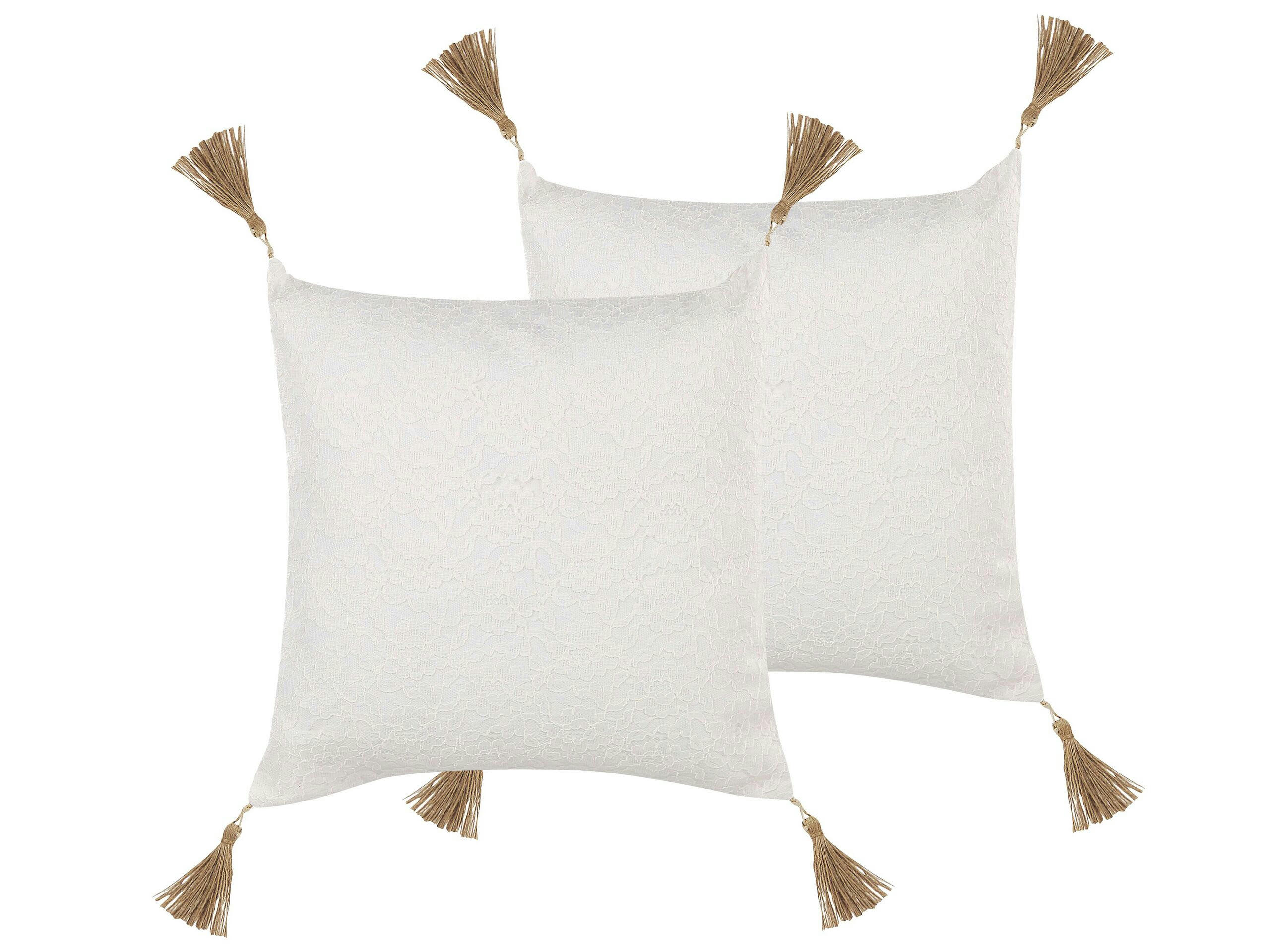 AZALEA - Lot de 2 coussin décoratifs en tissu beige 45x12cm