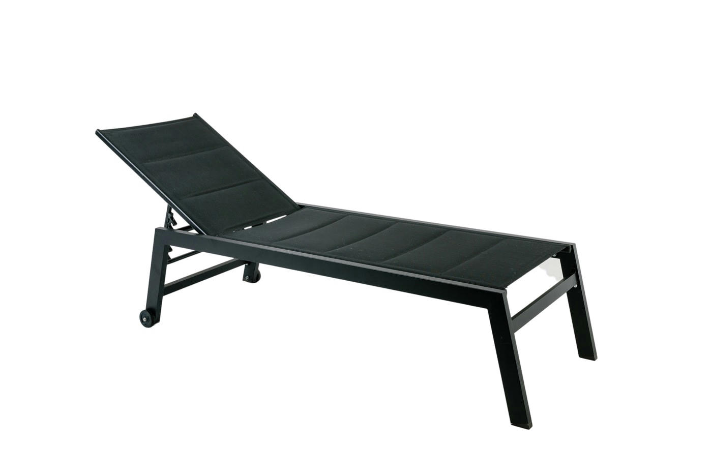 PAMPA - Lot de 2 Transats noir en texaline avec roulettes