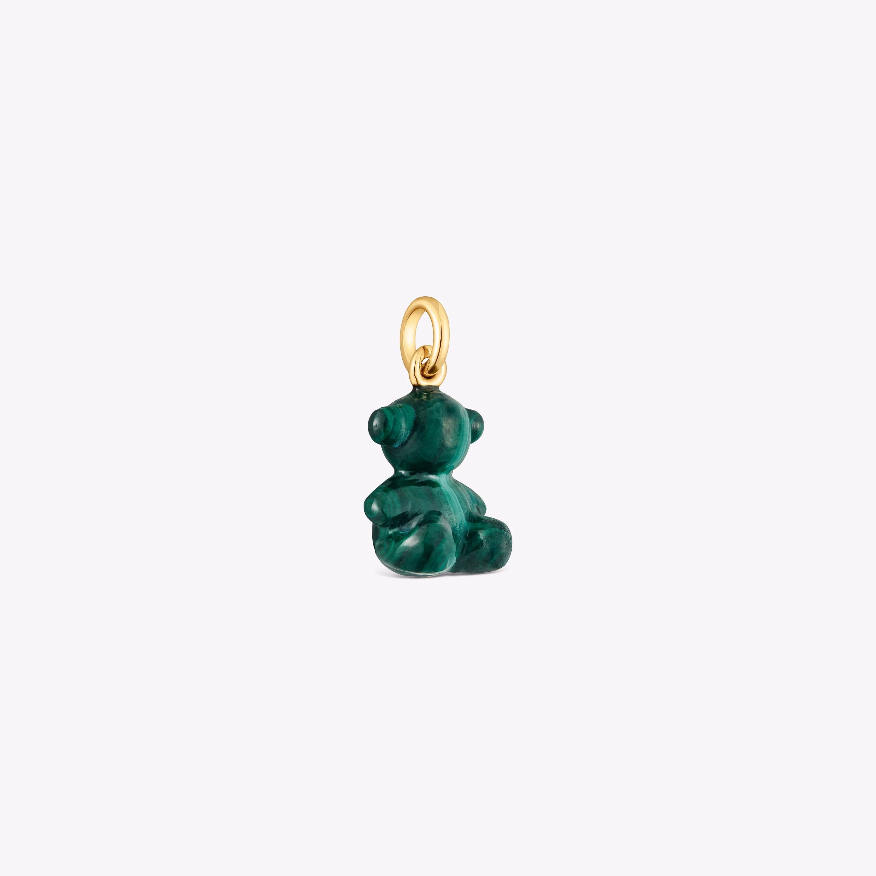 Colgante oso pequeño con malaquita y oro 14 kt Bold Bear