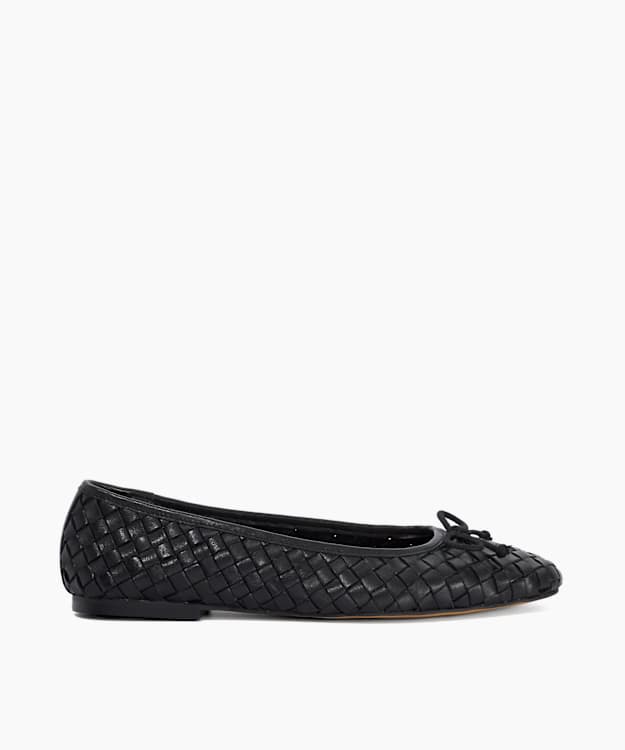 Heat Black - Woven Leather Ballet Flats