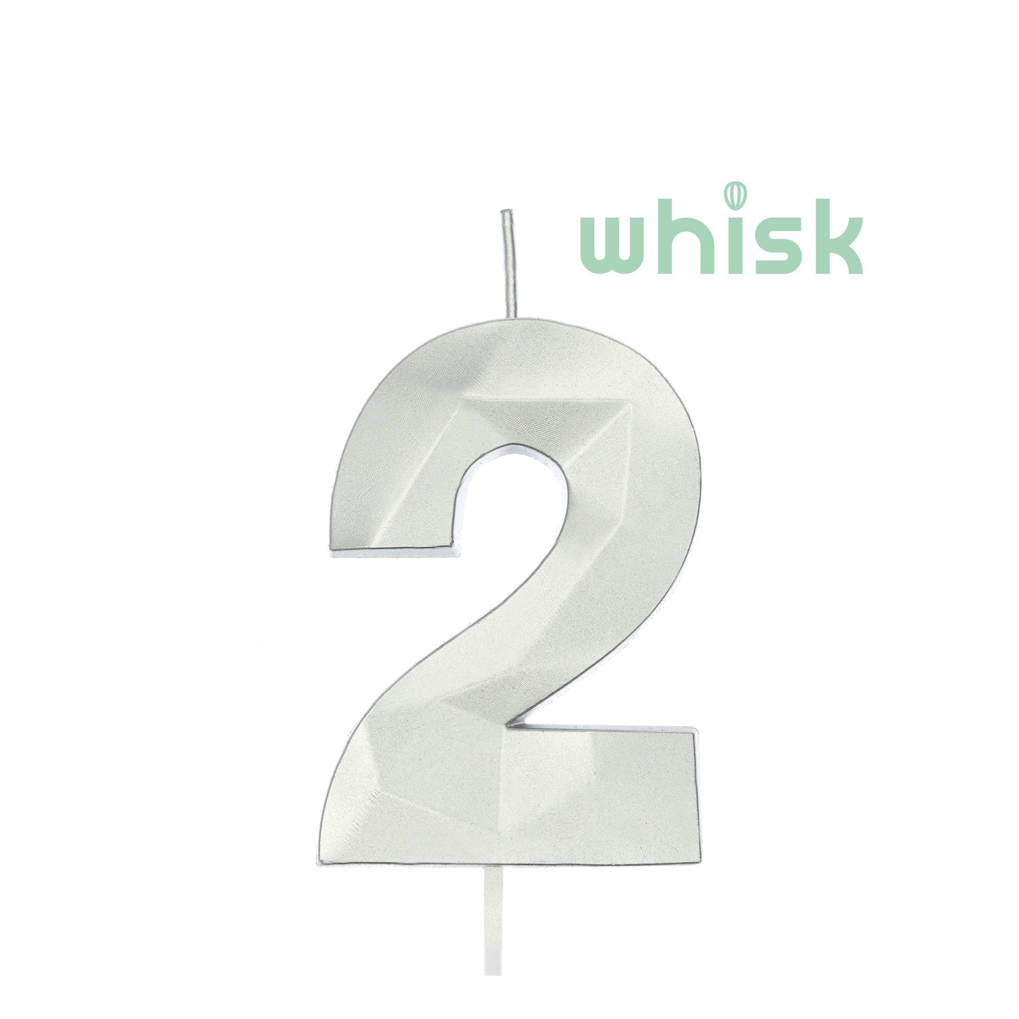 Whisk Silver Faceted Number 2 Candle