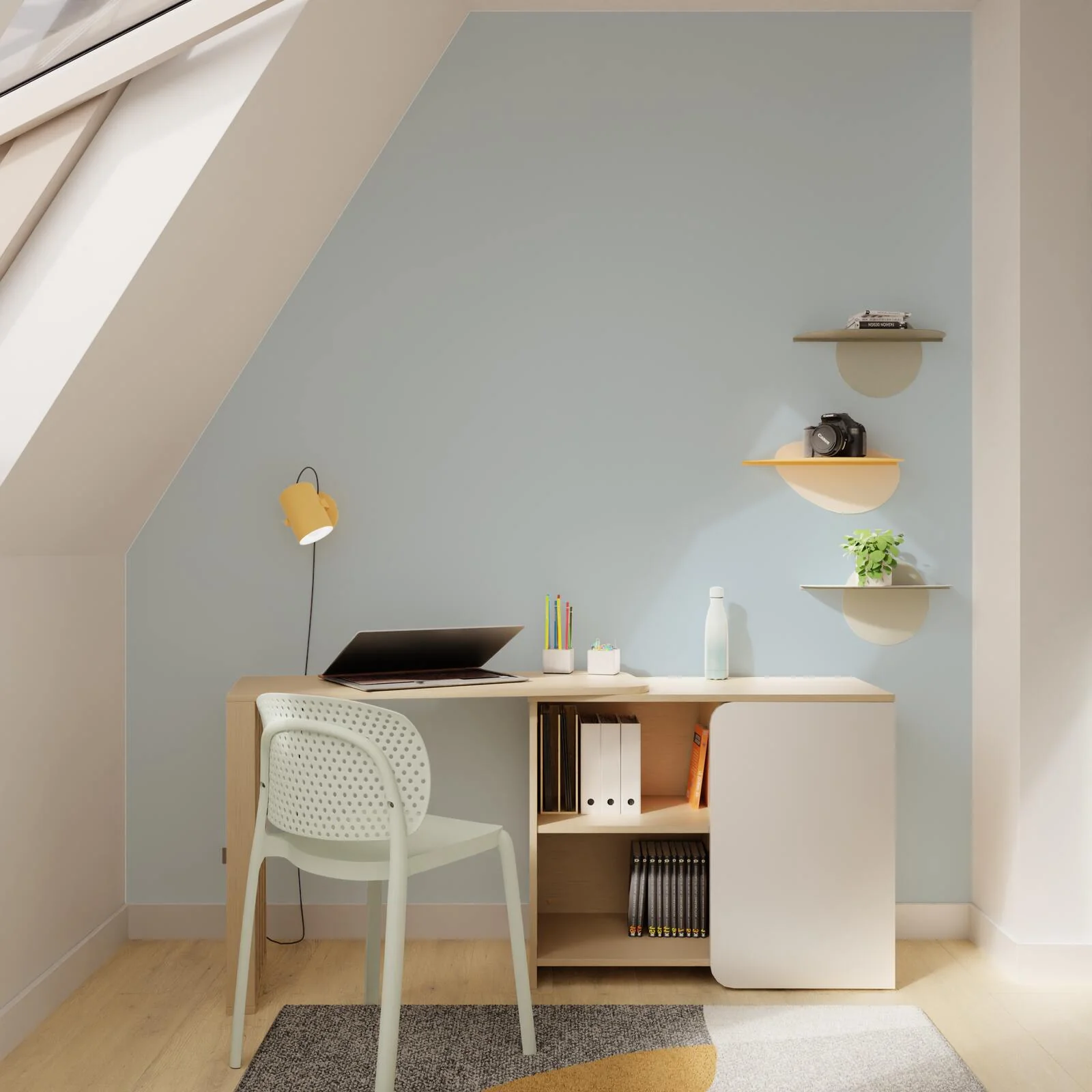 4MURS Papier peint intissé OPAL coloris bleu givré