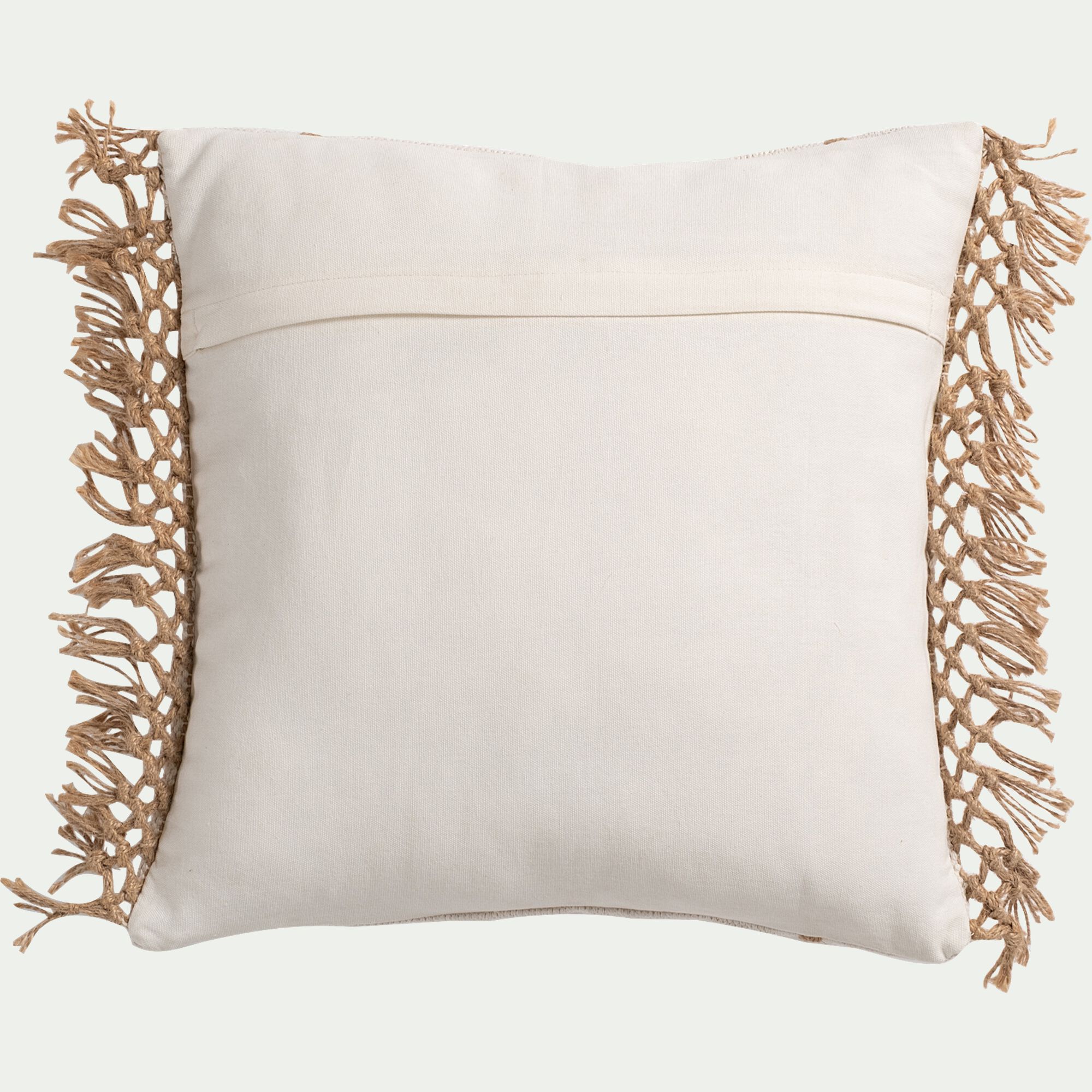 ERICE - Coussin en coton finition franges en jute 45x45cm - Naturel