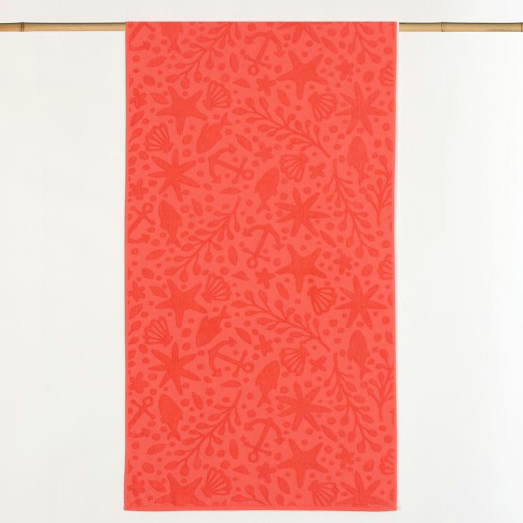COQUILLAGES - Drap de plage en Coton Orange 75x150 cm