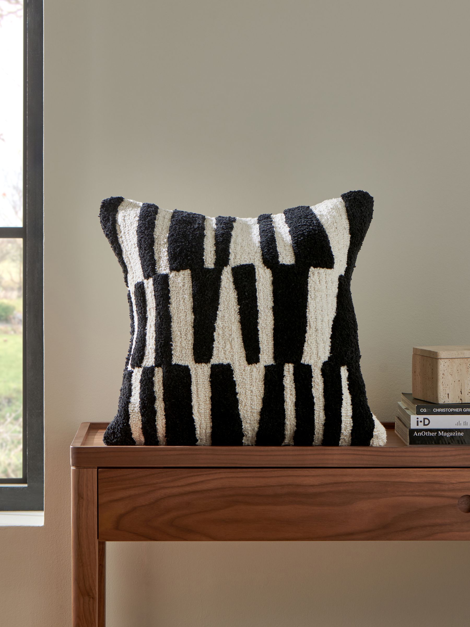 Jasper Conran London Monochrome Papercut Tufted Cushion