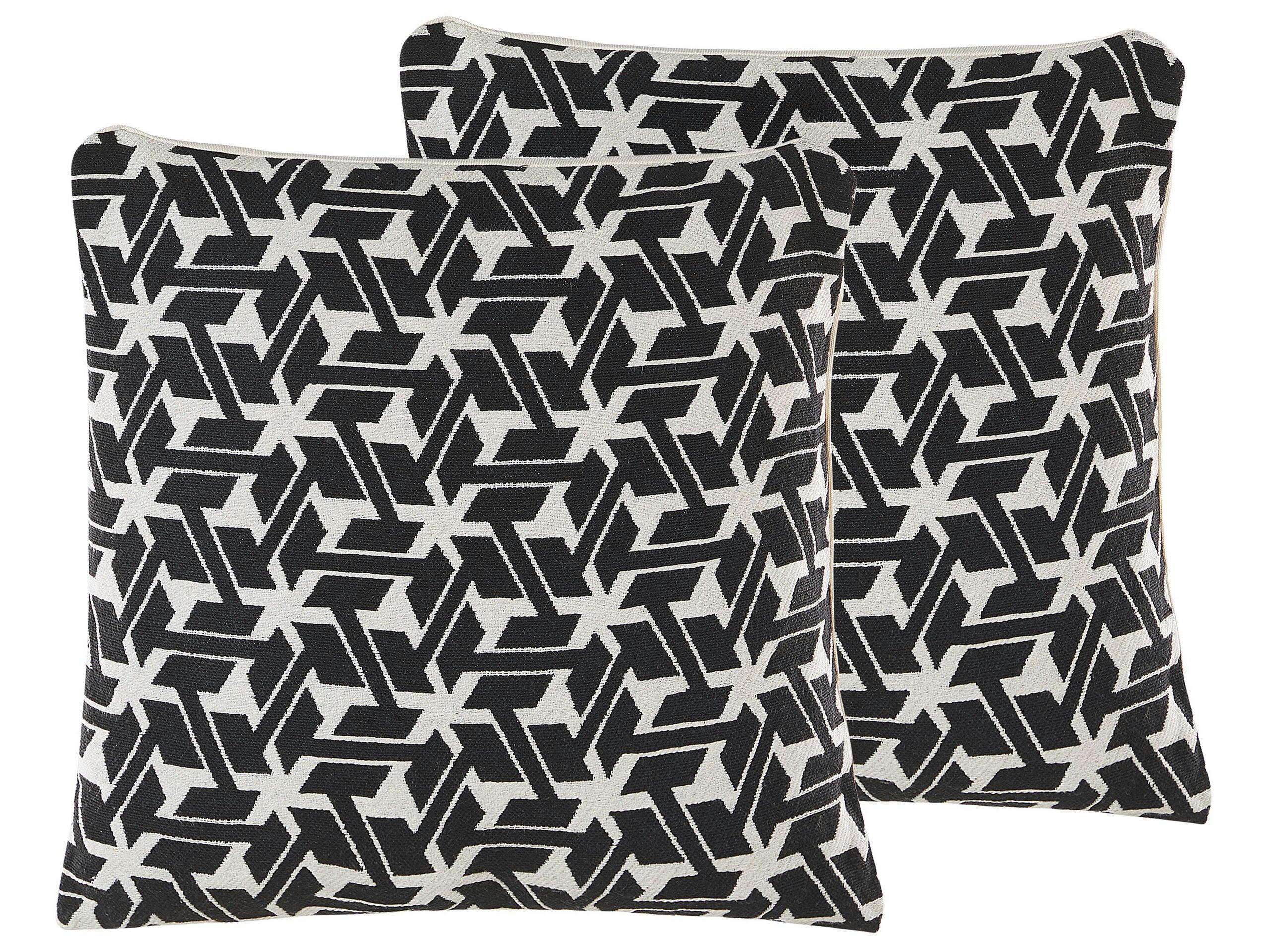 ANDIRIN - Lot de 2 coussin décoratifs en tissu noir 45x12cm