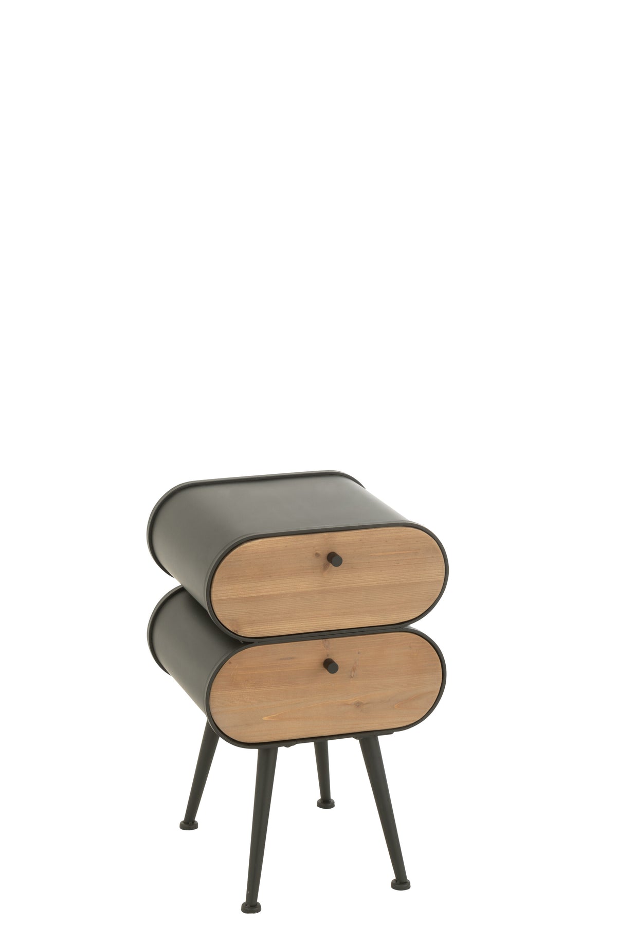 J-Line nachtkast Cabinet - dennenhout - zwart/lichtbeige