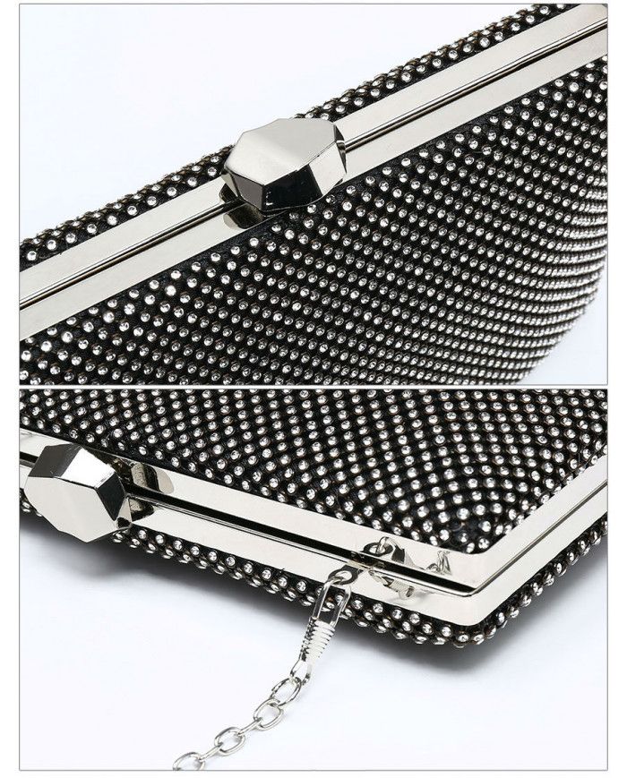 JFY Metal Clasp Double Side Diamante Bag