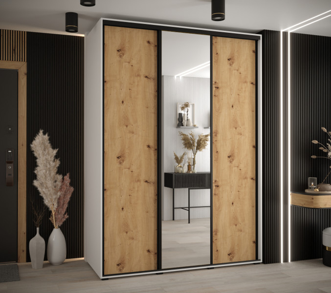 Szafa przesuwna 60 wysoka Davos 3 180 biały artisan czarny