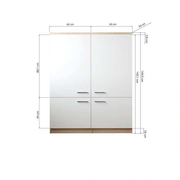 Hochschrank »Merle«, BxHxT: 120 x 144,9 x 144,9 cm, grau