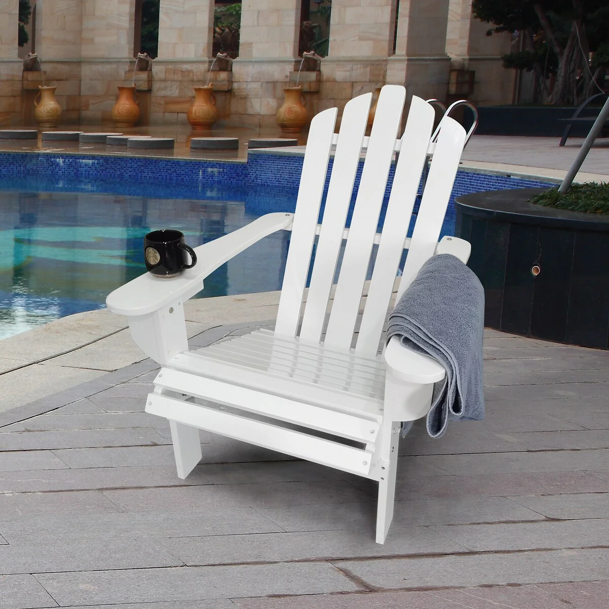 Outdoor or indoor Wood Reclining Adirondack chair White