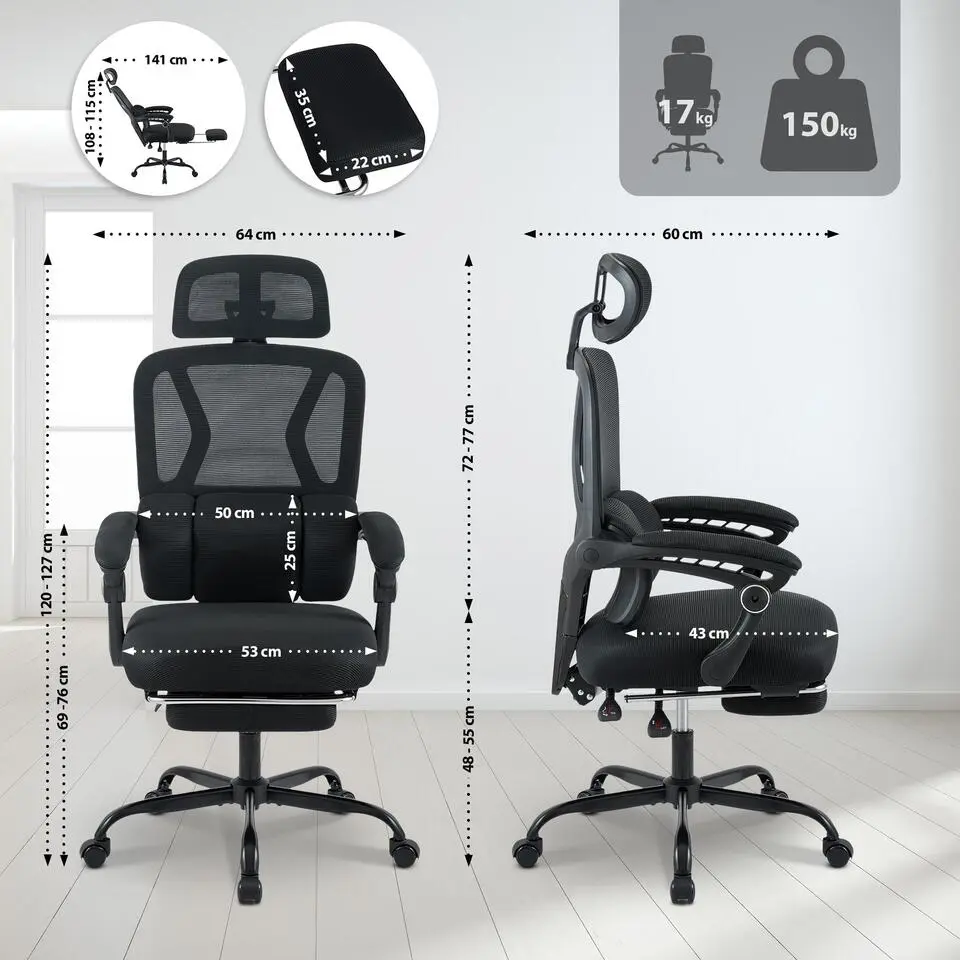 CLP Bureaustoel Liberton zwart Frame - Kunststof - zwart