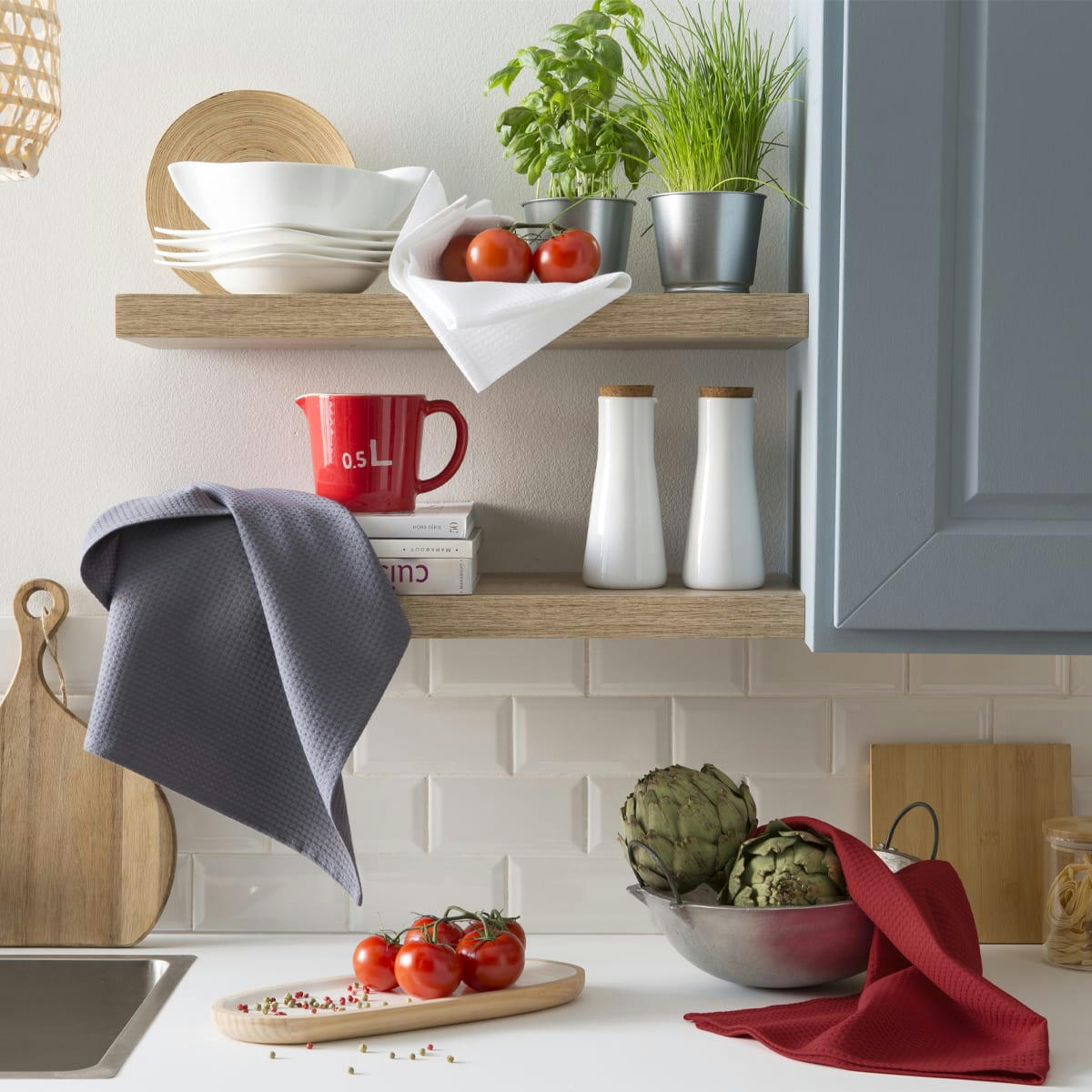 DOUCEUR - Torchon en coton Rouge 50x75