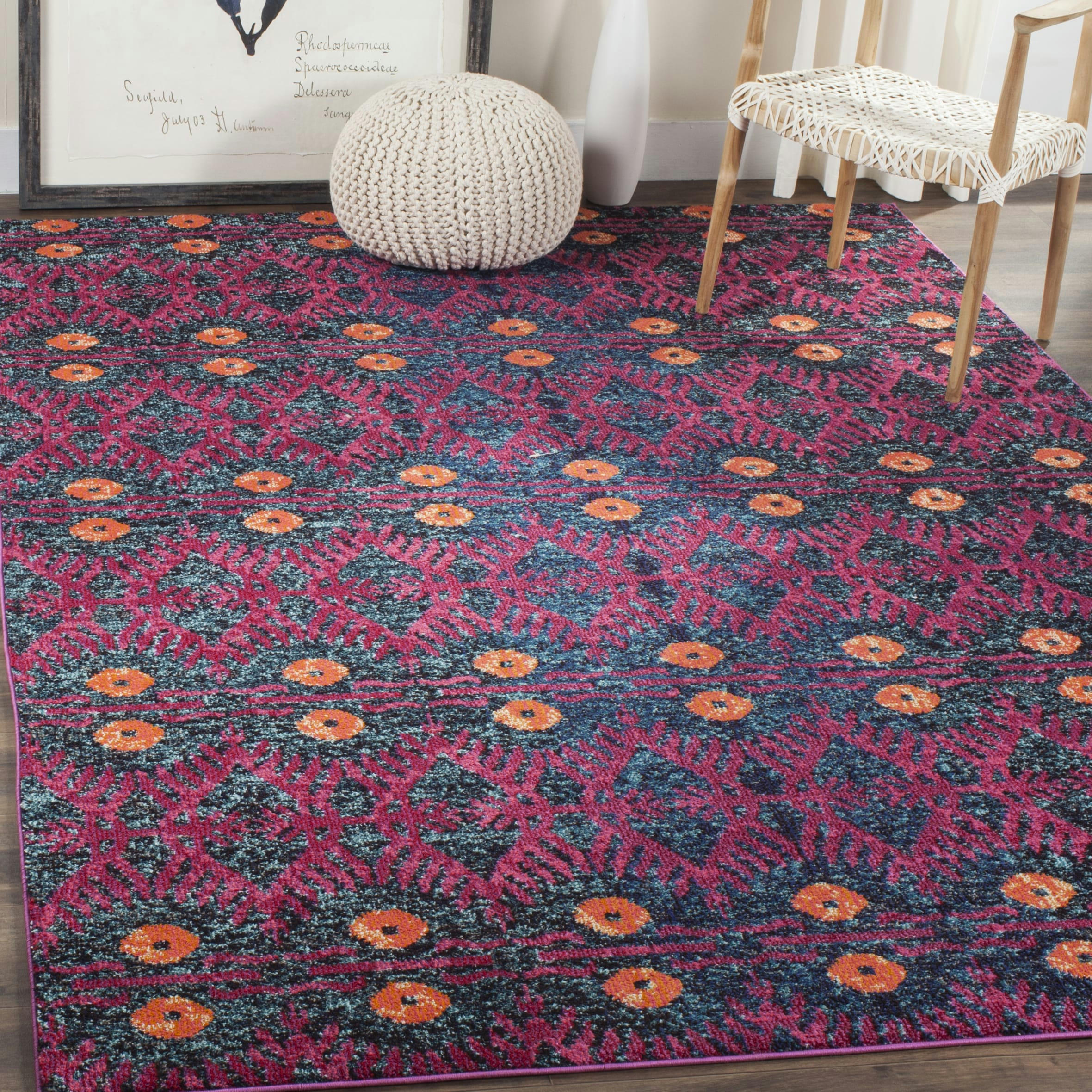 MONACO - Tapis de salon interieur en rose & multi, 155 x 231 cm