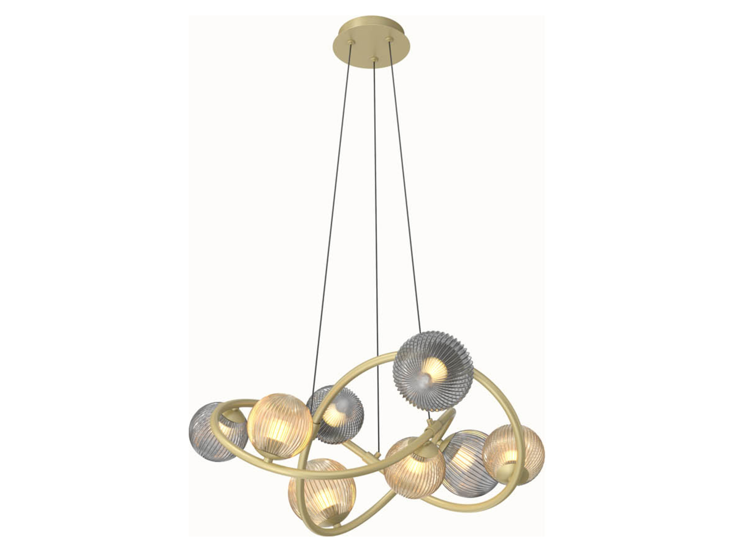Lampa wisząca Metz LED 8-punktowa metalowa złota