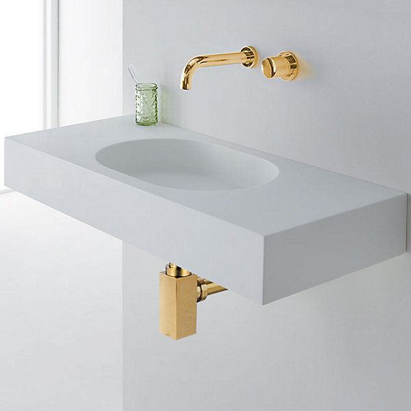 Balneo Siphon lavabo design carré, finition gold, laiton, G1-1-4