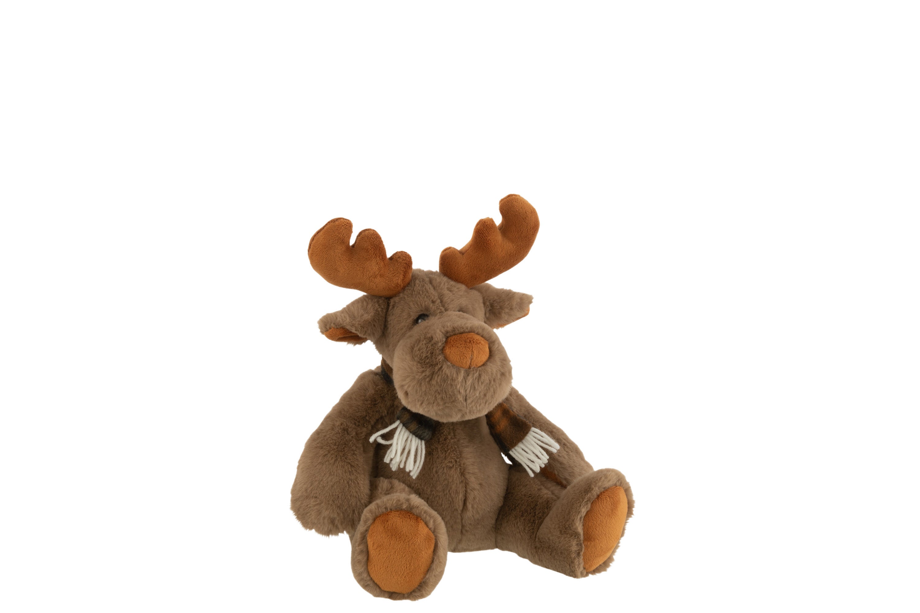 J-Line knuffel Rendier   Sjaal Zittend - textiel - bruin - small