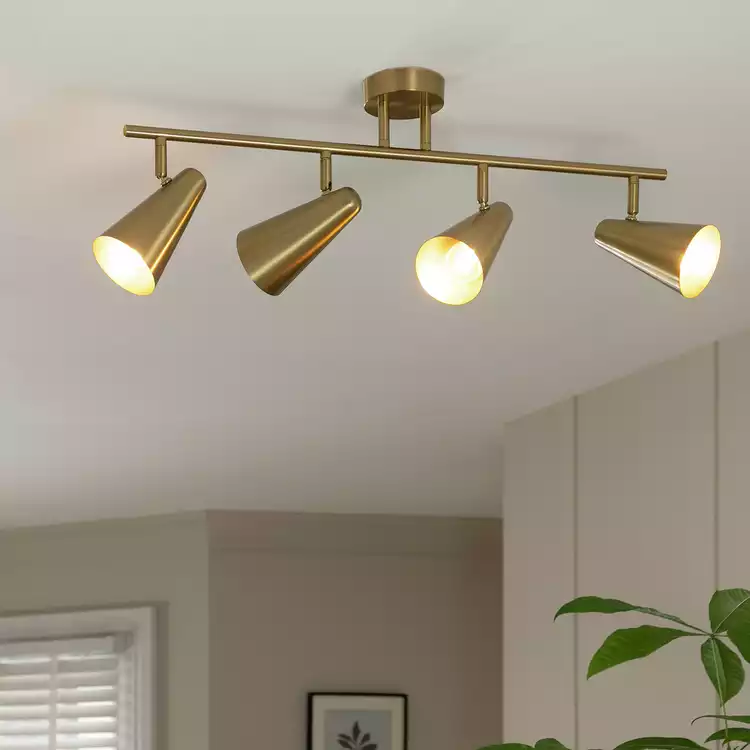 Habitat Steel 4 Lights Spotlight Bar - Brass