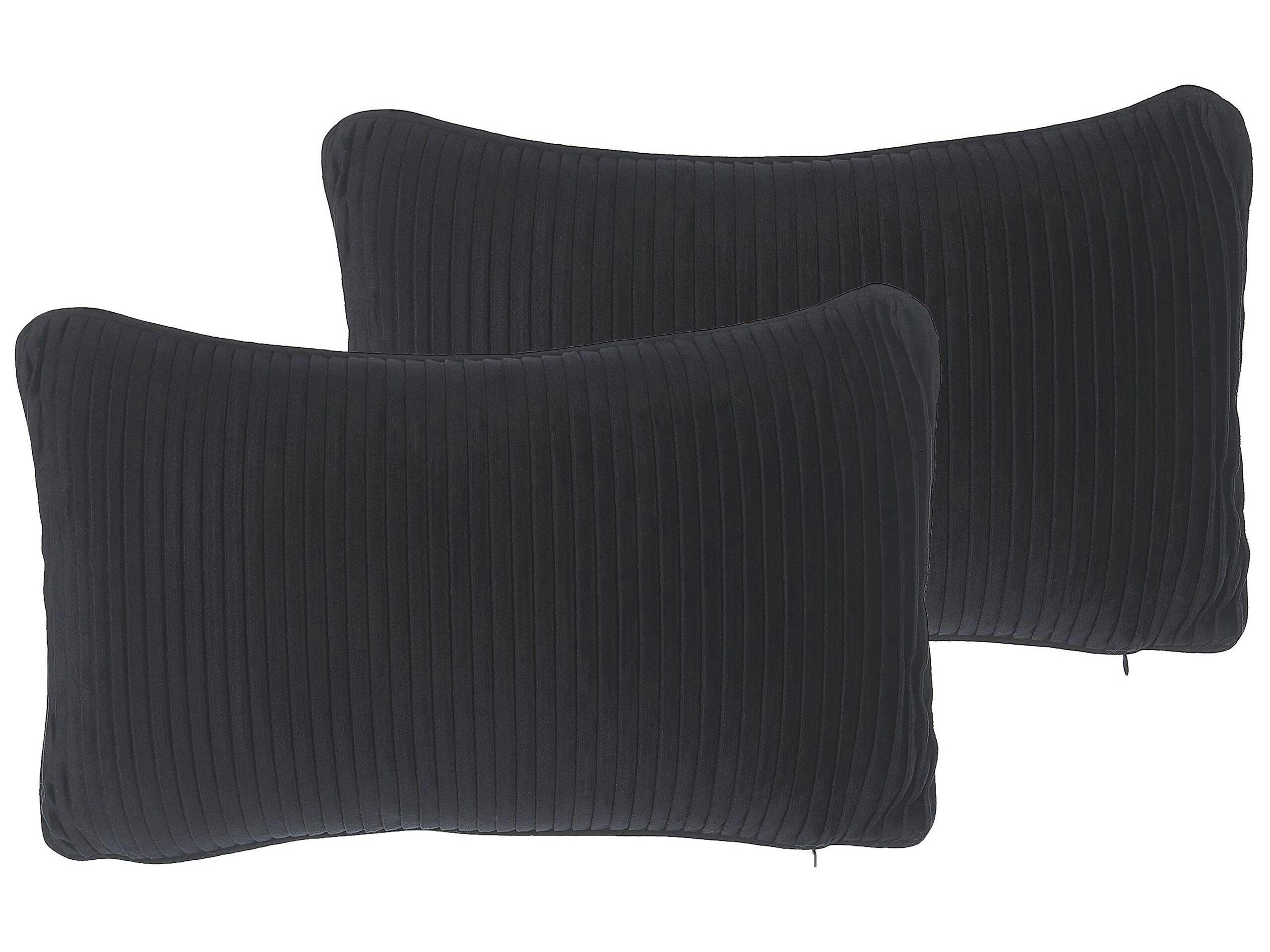 GUDARI - Lot de 2 coussin décoratifs en tissu noir 30x12cm