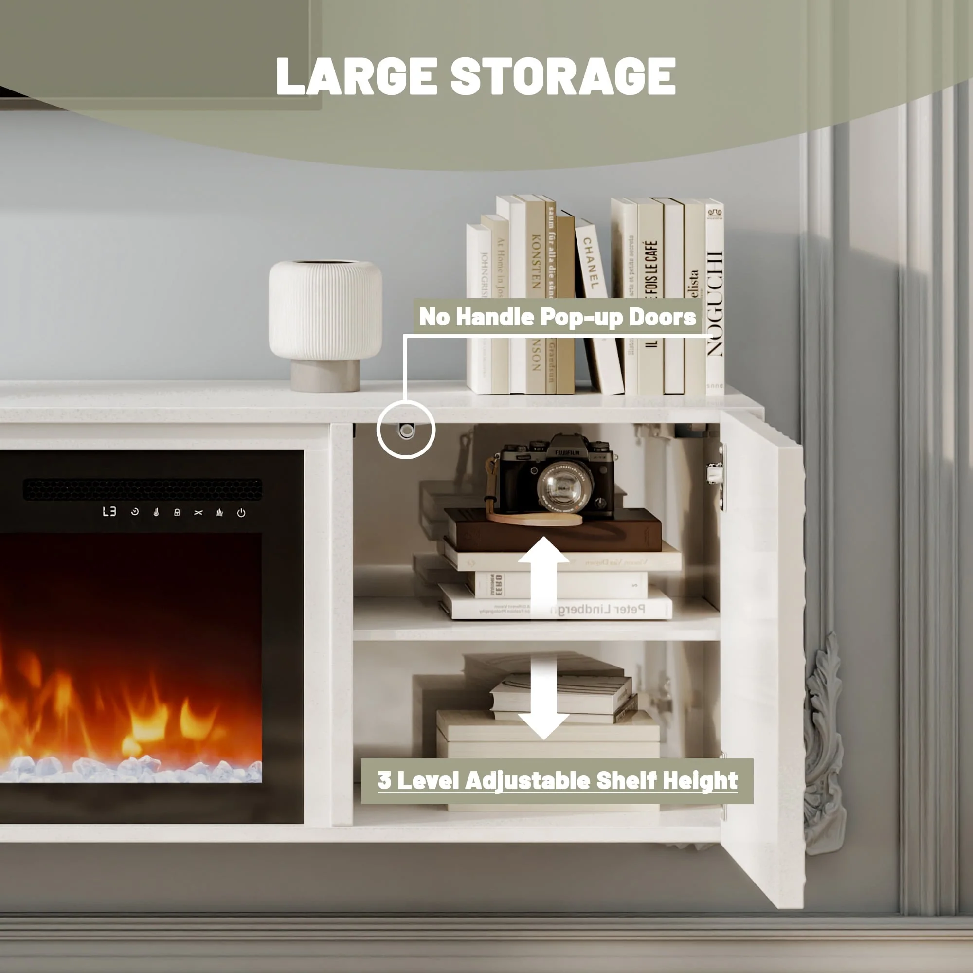 67 MDF Wall Mounted TV Stand with 36 Electric Fireplace