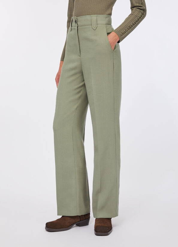 Pantaloni straight in gabardina