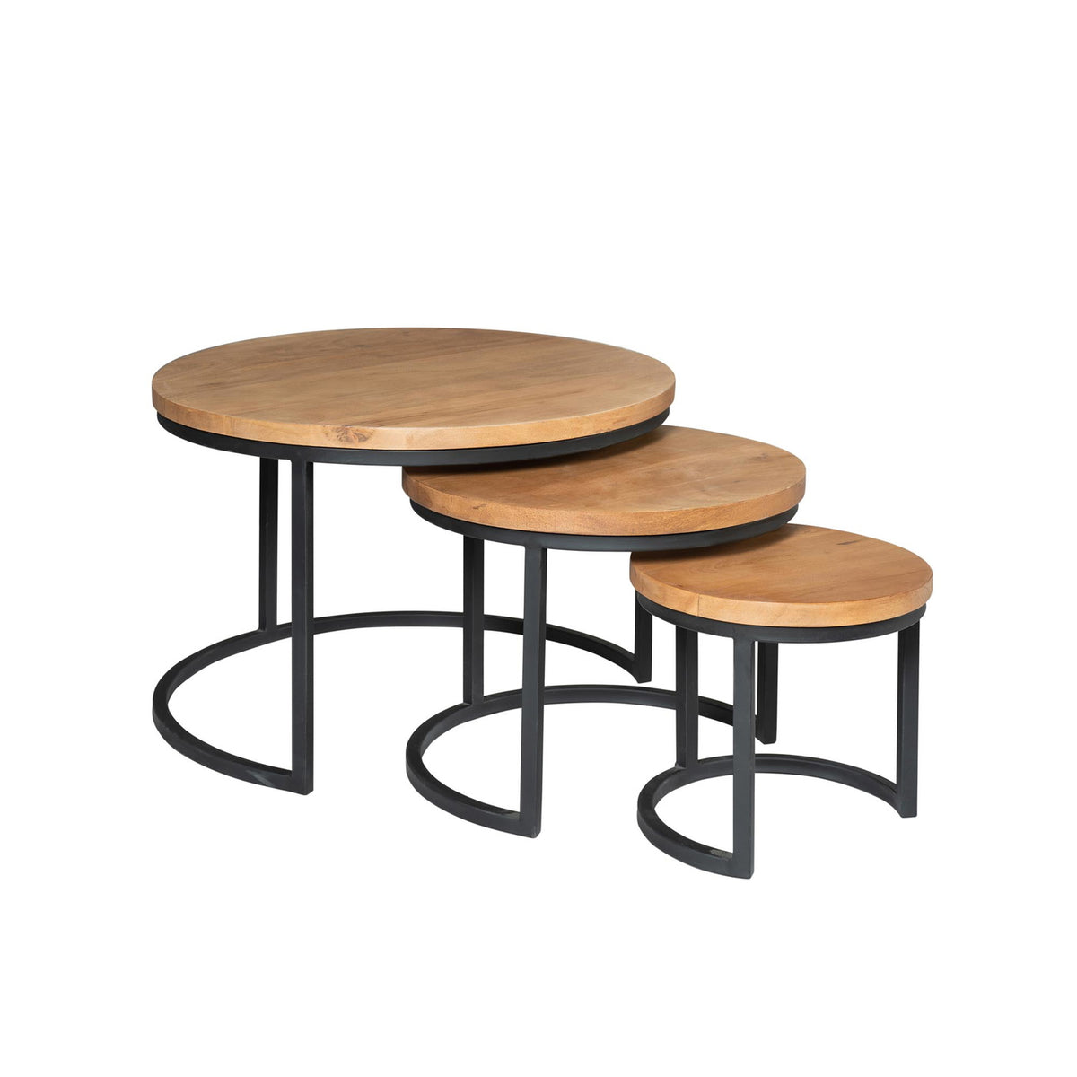 Starfurn Salontafel Dakota - Rond Naturel Hout - Set van 3