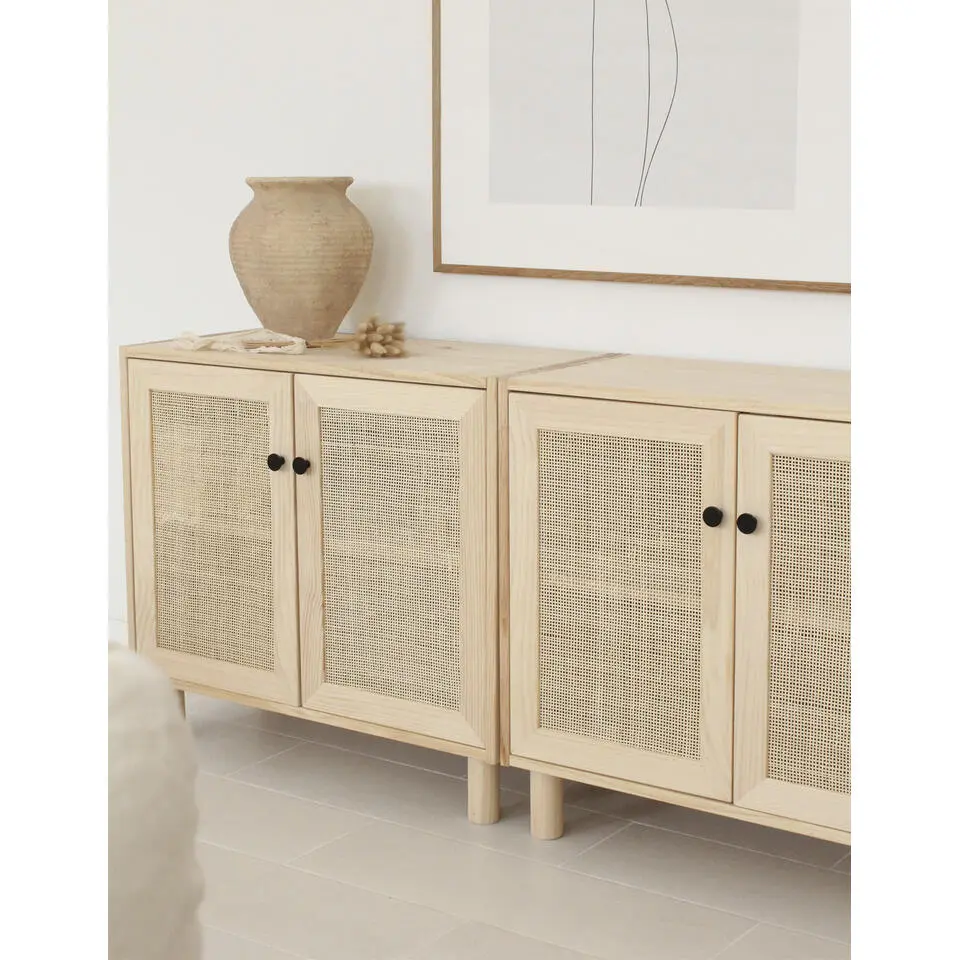 Astigarraga Dressoir Sense - 2 deuren - grenen en rotan