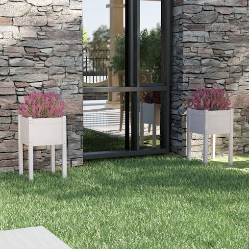 NNEVL Garden Planters 2 pcs White 40x40x70 cm Solid Pinewood