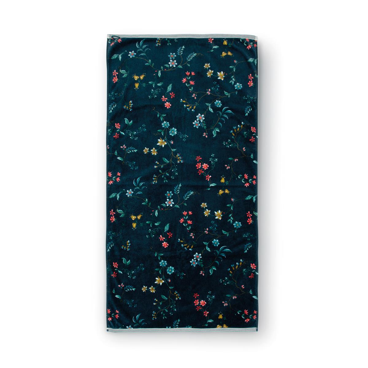 Pip Studio badlaken Les Fleurs - 70x140 cm - donker blauw