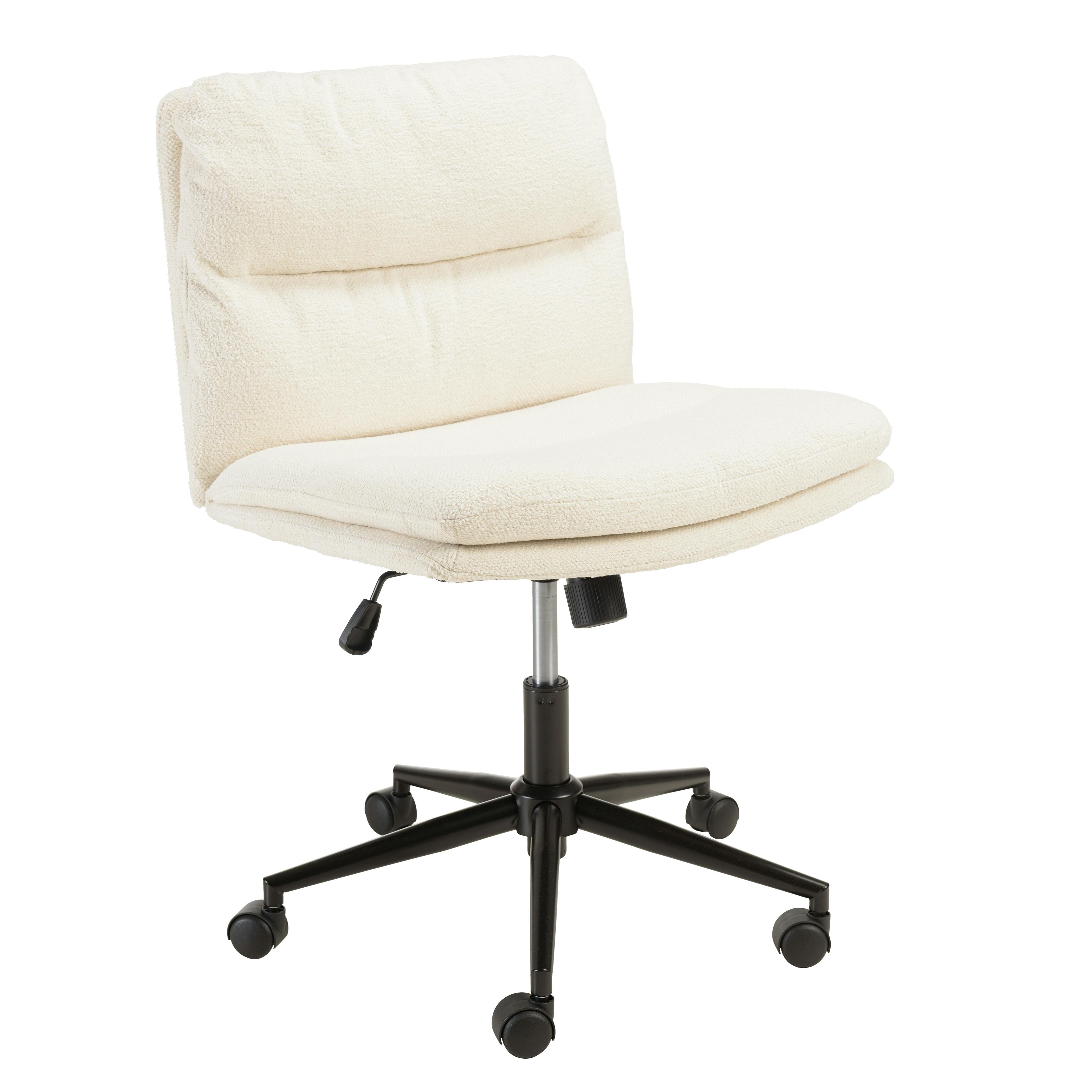 Chaise de bureau à roulettes en tissu écru dossier carré SORANO