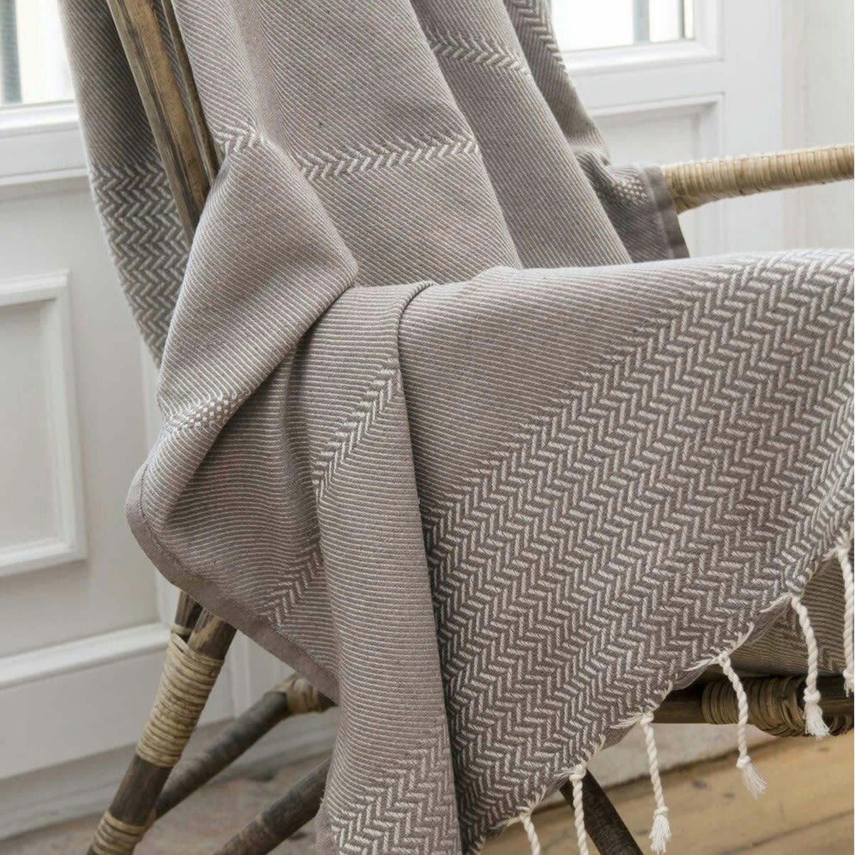 OSLO - Plaid coton  130x170 taupe