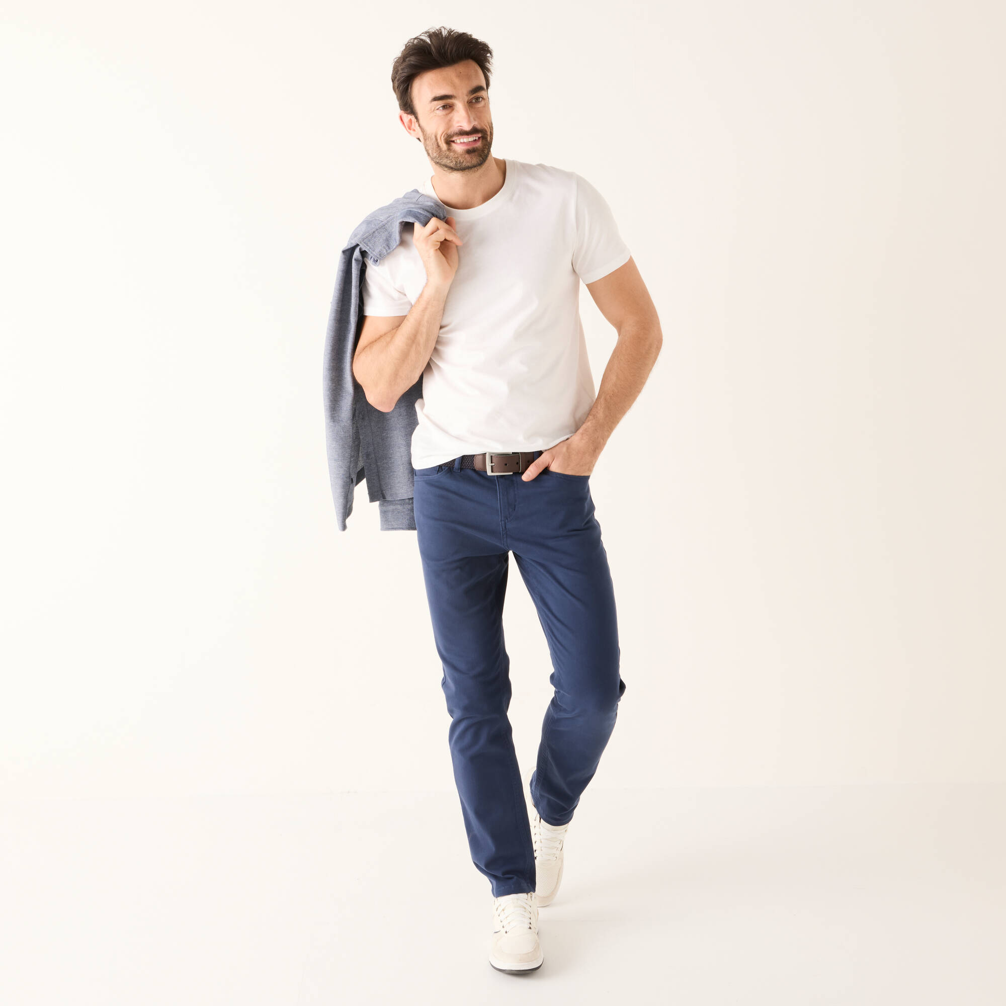 Pantalon droit 5 poches ceinture élastiquée invisible - L30
