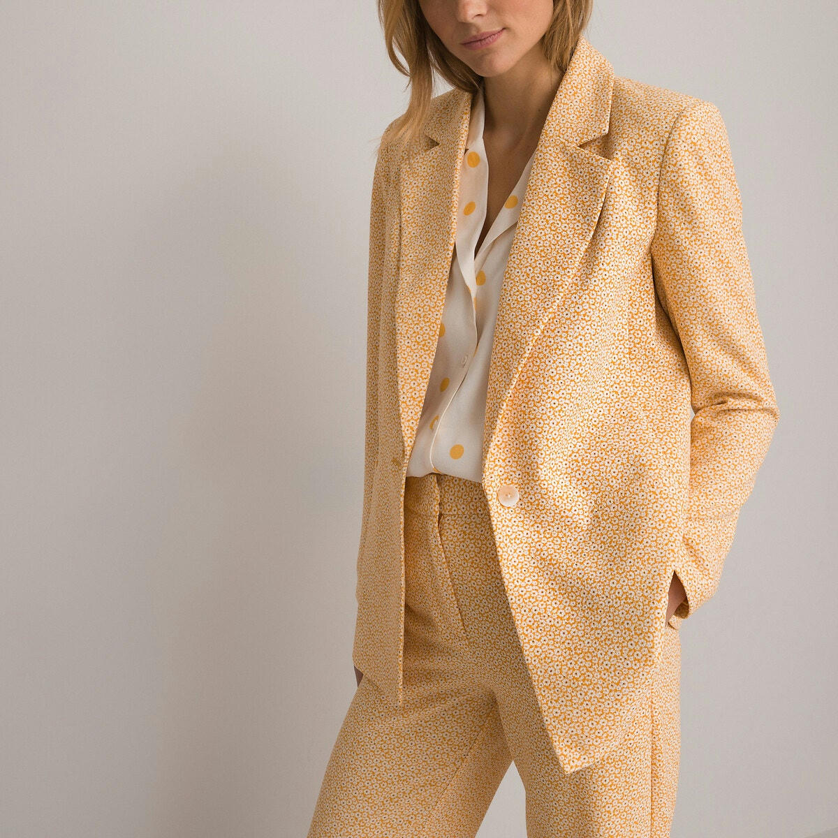 Blazer fluide, motif fleuri