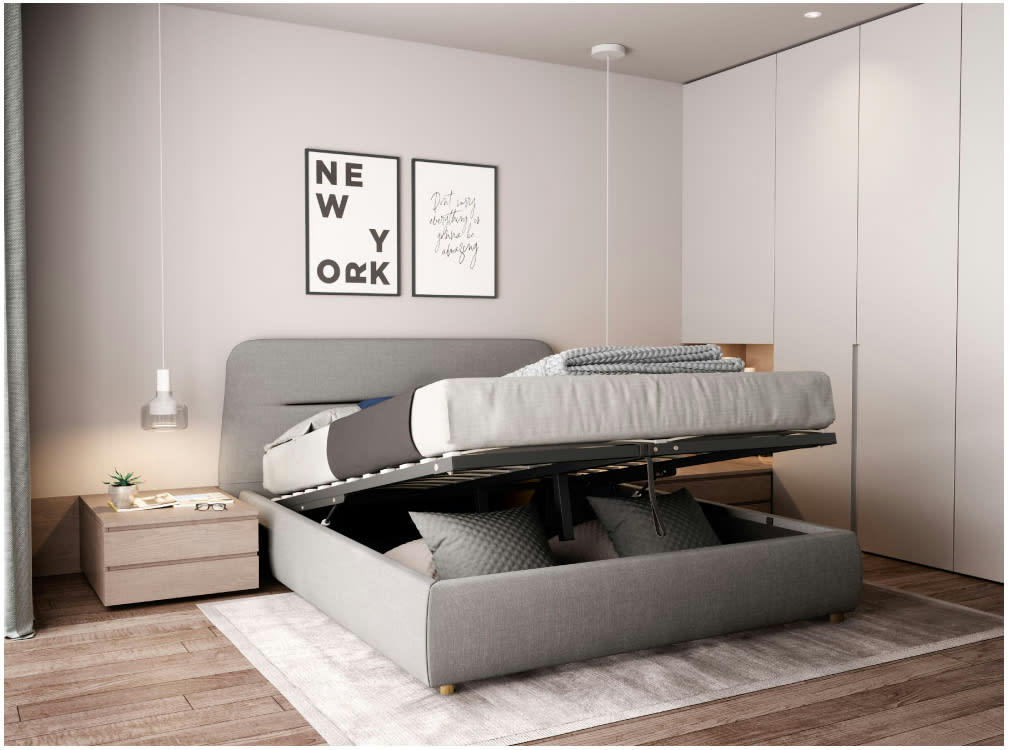 BONY - Cadre de lit coffre avec sommier à lattes - 140 x 190 cm