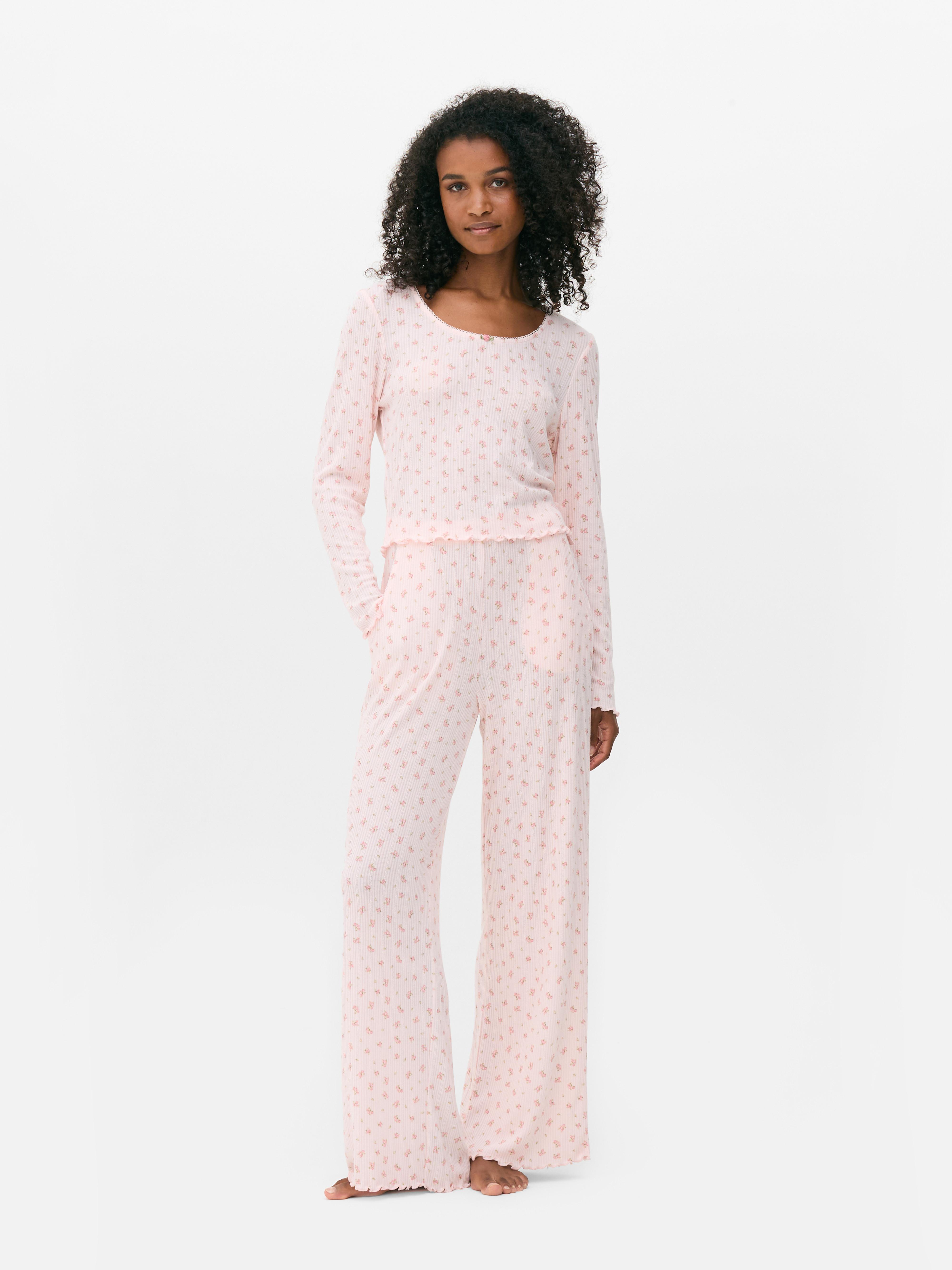 Printed Pointelle Pajama Top