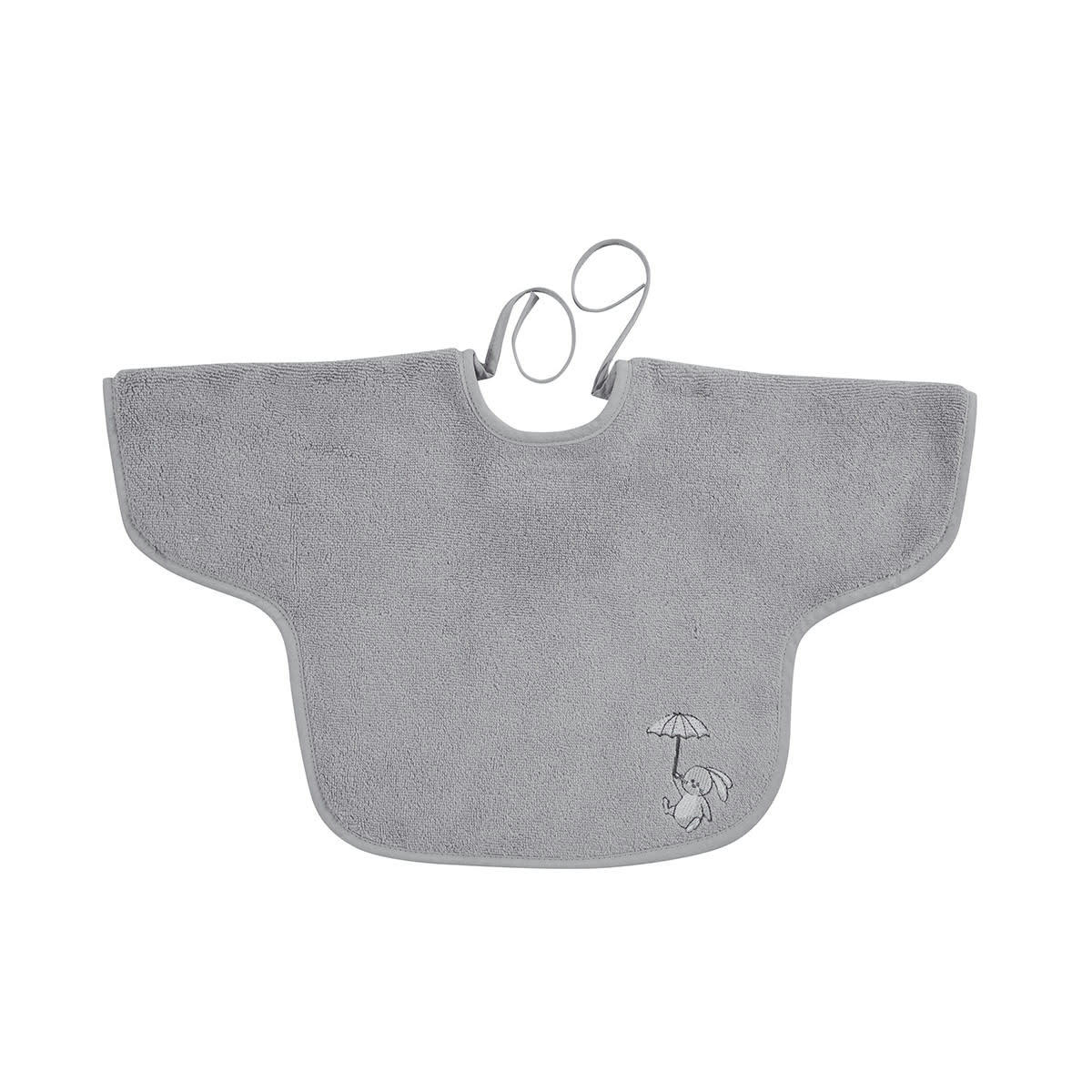 BABY SOFT RAIN RABBIT - Bavoir à manches en coton peigné zéro twist  gris cendré Taille unique